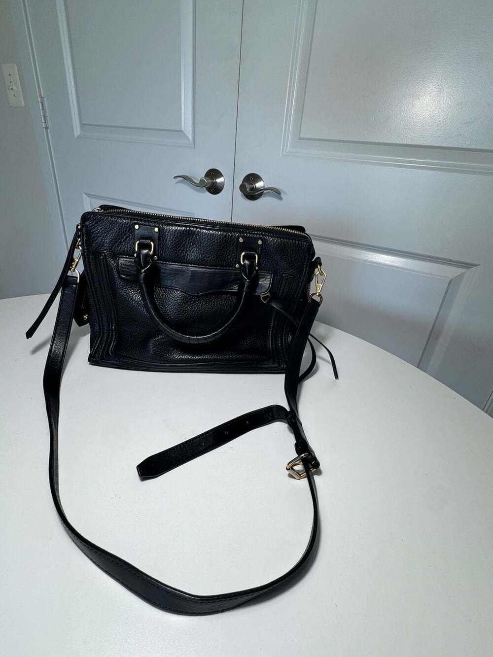 Rebecca Minkoff Mini MAB Black Pebbled Leather Crossbody Satchel Bag - Picture 4 of 9